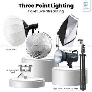 Lampu Studio Foto Video Live Streaming / Three Point Lighting Softbox Ball Dimmer Lamp Pixmix EPIX TH85-100