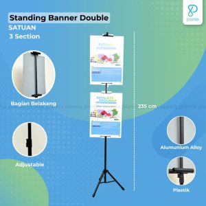 Standing Banner Double 2 Section / 3 Section Adjustable Tripod Banner Stand Pixmix
