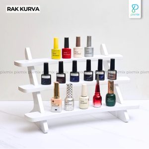 Rak Display 3 Tingkat Estetik / Rak Kosmetik Nail Polish / Rak Pajangan Meja - RAK KURVA PIXMIX