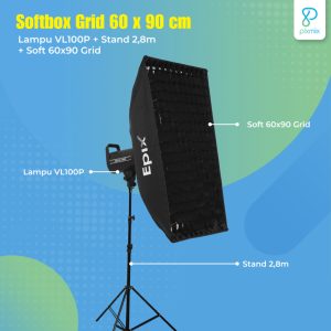 Softbox Lampu Studio Foto 60x90 Grid | Lighting Livestreaming & Photography - EPIX