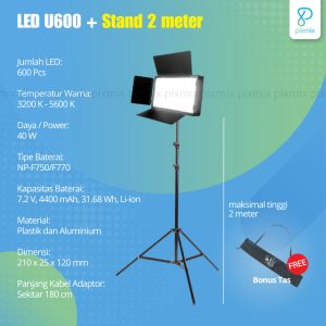 Lampu Konten Kreator / Video Fill Light 40W 600 LED - EPIX U600+ / Lampu Studio Foto / Profesional Lighting
