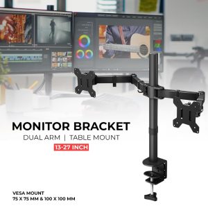Bracket Monitor Table Mount Dual / Single Arm 100 x 100 10-27 Inch