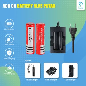 Baterai 18650 6000mAh 3.7V / Add ON Baterai Charger Alas Putar Display
