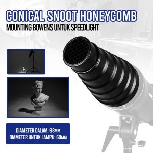 Bowens Mount Conical Snoot Honeycomb Large Snoot for Speedlight Fotografi - SN01