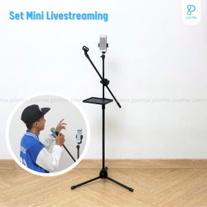 Stand Mic Tripod 3in1 | Tripod Profesional Adjustable untuk Live Streaming Indoor & Outdoor - Pixmix NB-107
