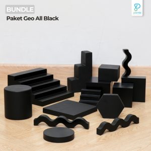 Properti Foto Produk Geometri - Alas Display Estetik | Dekor Flatlay Foto Aksesoris | Pixmix Gio Black