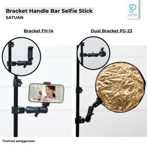 Bracket PG23 / FH-14 Clamp Dual Head | Handlebar Selfie Stick Holder Clamp Mount 360 Degree