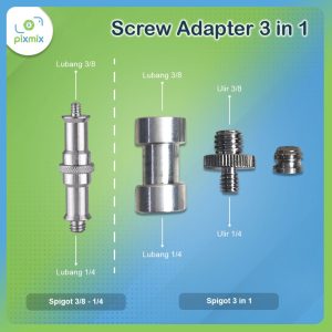 Spigot 3 in 1-Screw 1/4 3/8 Converter Baut Adapter Mount Tripod Photo