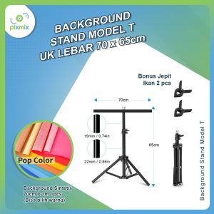 Background stand Model T Ukuran Lebar 70 x 65cm Bonus Background 70x1M