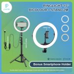 LED RingLight 10" bicolour + dimmer - ringlight vlogger + Lighstand 2M
