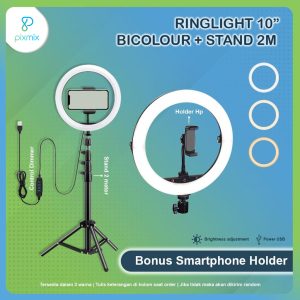 LED RingLight 10" bicolour + dimmer - ringlight vlogger + Lighstand 2M