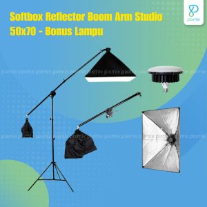 Paket Softbox Boom Arm Studio 50x70cm + Bonus Lampu