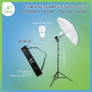 PAKET Set LAMPU STUDIO FOTO LIGHTSTAND + HOLDER + PAYUNG + LAMPU
