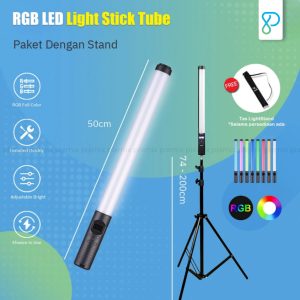 Lampu Studio Foto Video Profesional RGB Portable LED Light Stick + Stand