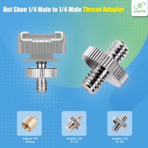 Hot Shoe 1/4 to 1/4 Male | 3/8 to 1/4 Male | Screw 3/8 Female Thread Adapter