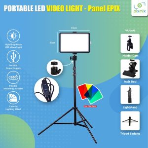 Lampu Video LED Portable untuk Kamera & HP | Lighting Vlog & Konten Kreator - EPIX PT8