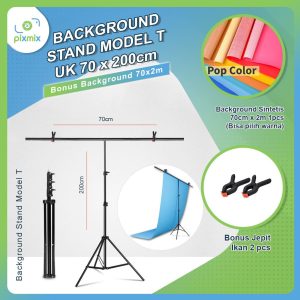 Background stand Model T Ukuran Lebar 70 x 200M Bonus Background Sintetis 70x2M