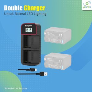 Double Charger Untuk Baterai LED Lighting Camera Sony Fujifilm