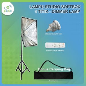 Softbox Lampu Studio 1 titik + Stand + Bonus Lampu
