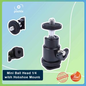 Mini Ball Head 1/4" Inch With Hot Shoe Mount