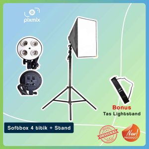 Lampu Studio Foto | Paket Softbox E27 - 4 SOCKET | GOOD QUALITY (PROMO)