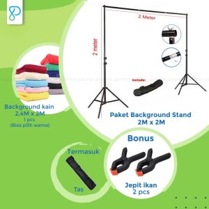Background stand 2 x 2 meter | paket dengan background kain 2 x 2,4 m